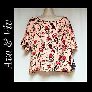 Ava & Viv Tops - Ava & Viv Peach Floral Top Size 3X NWT'S Ava & Viv Tops - Ava & Viv Peach Floral Top Size 3X NWT'S